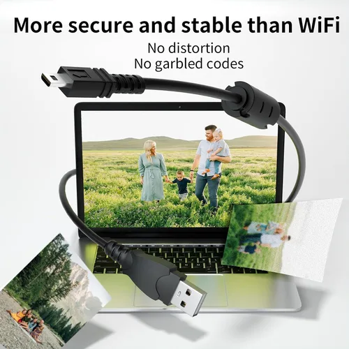 Vista 5 de LEAGY Paquete de 2 cables de transferencia de carga rápida USB-A a Mini USB 2.0 con enchufes chapados en plata y anillo magnético de ferrita