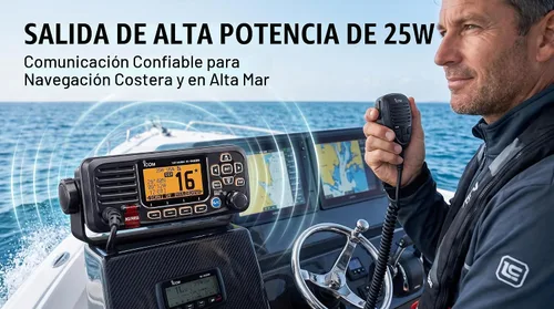 Vista 3 de Icom IC-M330G Ultra Compact VHF Transceptor Marino con GPS - Negro