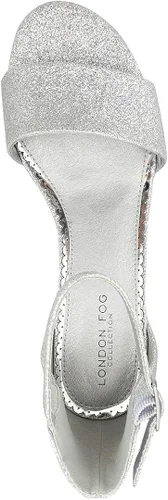 Vista 4 de London Fog Nikki - Sandalias de tacón bajo de dos piezas para mujer con correa al tobillo