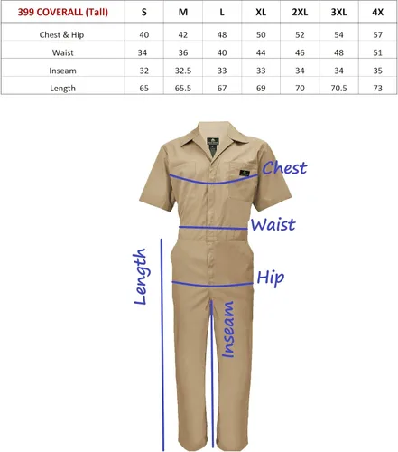 Vista 4 de Natural Uniforms Overol de manga corta con cremallera para hombre, resistente a las manchas y a las arrugas