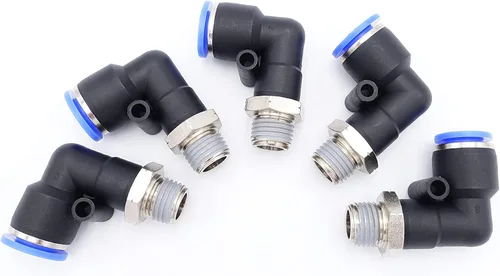 Vista 8 de Accesorio de Conexión por Empuje 1/2" Tubo OD x 1/2" Rosca Macho NPT, Codo Neumático Macho para Línea de Aire y Agua de 90 Grados con Giratorio