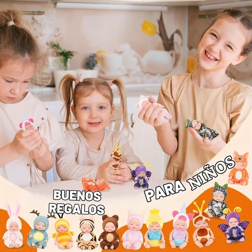 Vista 6 de Hanaive 12 Piezas Mini Muñeca Bebé Reborn Lindos Regalos de Muñecas de Navidad 4 Pulgadas Muñecas Realistas con Ropa Conjunto de Mini Muñecas