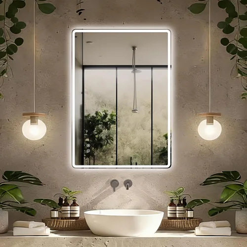 Vista 20 de Niccy Espejo LED de baño, 32"x20" pulgadas, rectangular, espejos de tocador para montar en la pared, con marco de metal, espejo inteligente