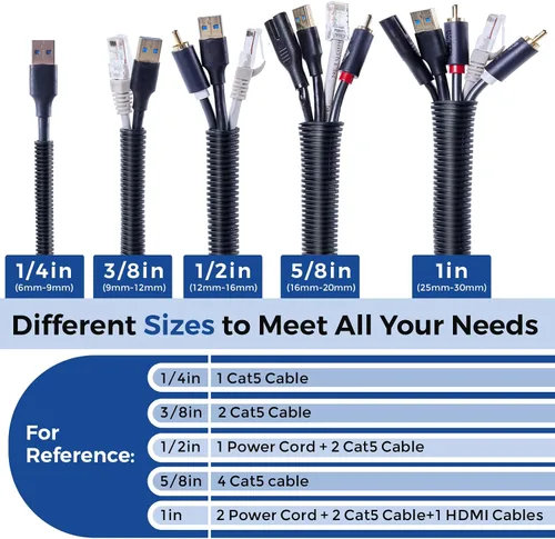 Vista 5 de Cubierta de gestión de cables de 1/2 pulgada 10 pies, telar dividido YCLYC, protectores de cable contra mascotas, tubo protector de cable, conducto