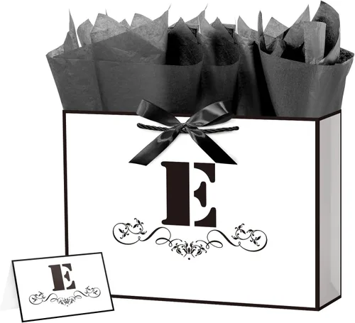 Vista 37 de ysmile Bolsa de regalo de letras con papel de envoltura para hombres, mujeres, niños y niñas, bolsa de papel grande de 16 pulgadas, color blanco