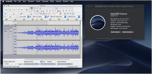 Vista 2 de Tape-2-Mac USB Audio Tape Capture para Mac OS Ventura y Monterey en Mac Intel y M1 Macs. Viene con nuestro propio tutorial de video e instrucciones.