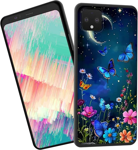 Vista 121 de Funda delgada para Google Pixel 4 XL, funda delgada de silicona de TPU suave a prueba de golpes para Google Pixel 4 XL, gato negro luna estrellada