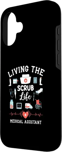Vista 2 de Carcasa para iPhone 16 Living The Scrub Life Medical Assistant Nurse