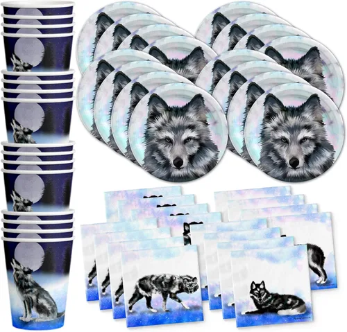 Vista 16 de Juego de suministros para fiesta de cumpleaños de Oso, juego de platos, servilletas, vasos, kit de vajilla para 16