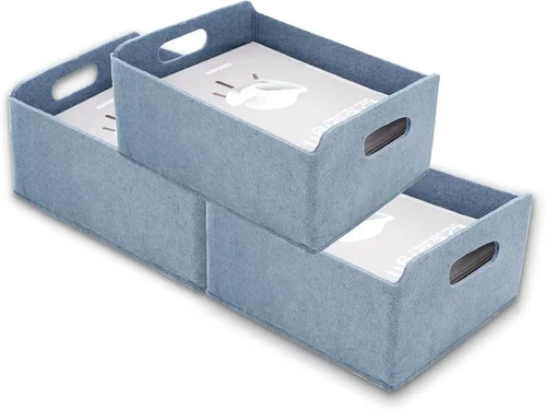 Vista 14 de Welaxy Cestas de almacenamiento plegables de fieltro, cubos de almacenamiento para estantes, caja de fieltro para niños, juguetes, revistas, libros