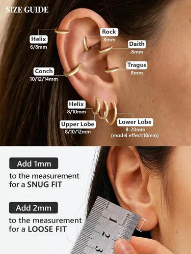 Vista 6 de Aretes de aro chapados en oro de 14 quilates para mujer, aretes de Dorado