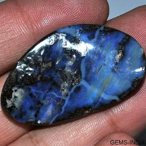 Vista 3 de gemsindia Ópalo australiano de 61.90 quilates, ópalo de roca, pulido sólido, piedra preciosa natural suelta, tamaño 1.614 x 0.945 x 0.236in, Gema