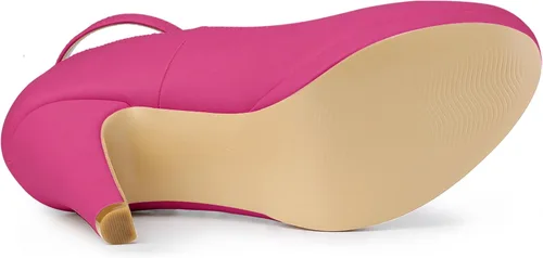 Vista 5 de Allegra K Zapatos de tacón de aguja con correa de tobillo y punta redonda para mujer