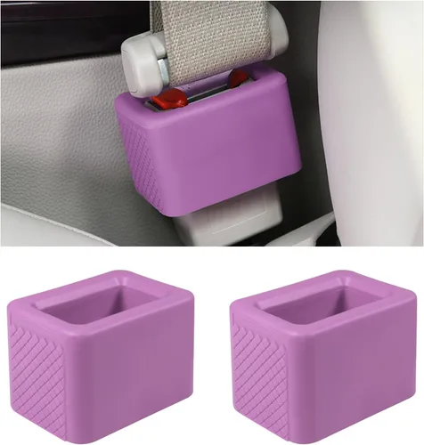 Vista 7 de Yourkar 2 piezas de soporte para hebilla de cinturón de seguridad, refuerzo de hebilla de cinturón de seguridad de silicona antideslizante para Negro