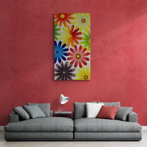 Vista 3 de Handmade Playful Daisies Glass Mosaic Wall Art, Daisy Flower Tile Mosaic Artwork, Hand-Cut Glass Wall Décor