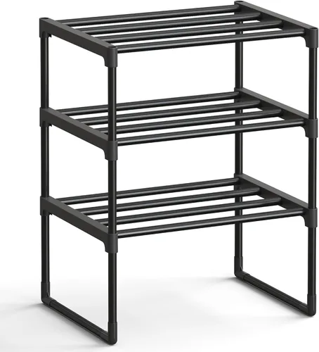 Vista 28 de SONGMICS Zapatero, Organizador de Zapatos de 2 Niveles, Estante de Almacenamiento de Metal, Vertical o Invertido, para 3-6 Pares, Apilable