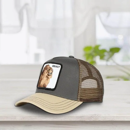 Vista 2 de Gorra de béisbol unisex con parche cuadrado ajustable de malla animal