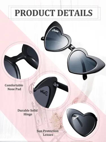 Vista 3 de Flutesan 12 pares de lentes de sol para despedida de soltera para dama de honor, lentes de sol de corazón para boda y despedida de soltera
