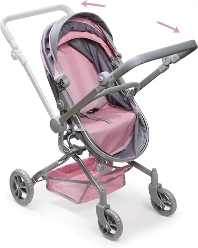 Vista 9 de Badger Basket cochecito plegable para muñecas con capazo - Juguete convertible con dosel, cesta y asa suave - Ligero, fácil de usar para niñas de 3