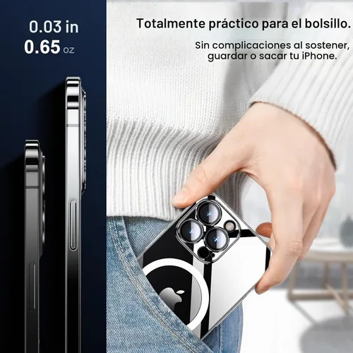 Vista 6 de Funda magnética delgada diseñada para iPhone 13 Pro Max [Compatible con MagSafe], carcasa trasera dura con acabado fino [No se pone amarilla] Funda