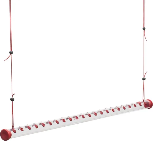 Vista 3 de Comedero colgante en forma de barra para colibríes. Modelo: HUMBAR200DTC. Se rellena con néctar, 22 puertos de alimentación, de la marca Perky-Per