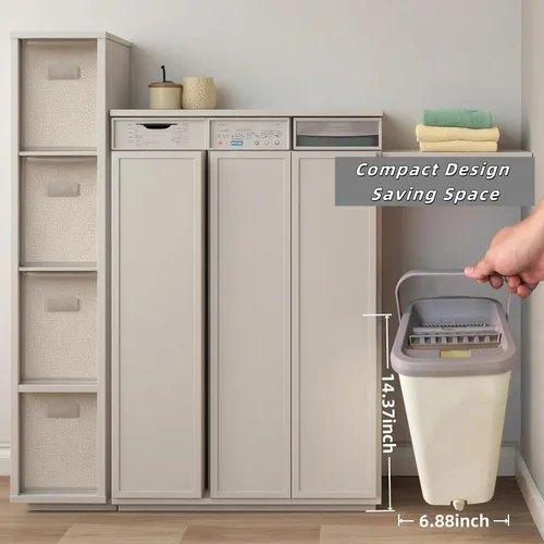 Vista 9 de Juego de trapeador plano y cubo con escurridor para limpieza de pisos, separa el agua sucia y limpia, trapeador limpiador de pared, 4 almohadillas