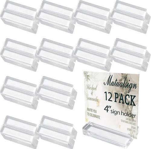 Vista 12 de Portatarjetas de lugar de 2 pulgadas para mesa, paquete de 12 portatarjetas de acrílico con 1/16" Slot, Acrylic Card Display Stands, Table Number
