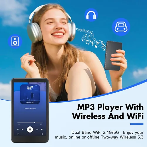 Vista 2 de Reproductor MP3 inteligente de 80 GB con Bluetooth y WiFi, pantalla táctil KeenPlus MP4 de 4.0 pulgadas y Android 13 compatible con las últimas
