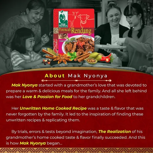 Vista 3 de Mak Nyonya Salsa instantánea de rendang para carne de res/pollo X4 pasta de curry seco auténtica rendang salsa de curry instantáneo para carne