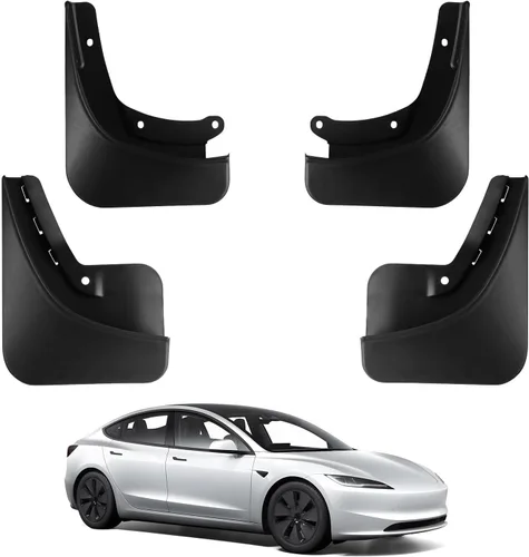 Vista 11 de BASENOR 2017-2023 Tesla Model 3 solapas de barro protectores contra salpicaduras guardabarros (diseño patentado) sin perforación sin cinta