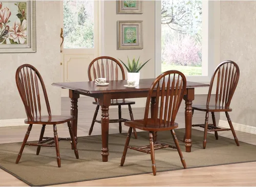 Vista 2 de Sunset Trading Andrews - Mesa de comedor rectangular extensible con hojas de mariposa de 60 pulgadas, madera marrón castaño
