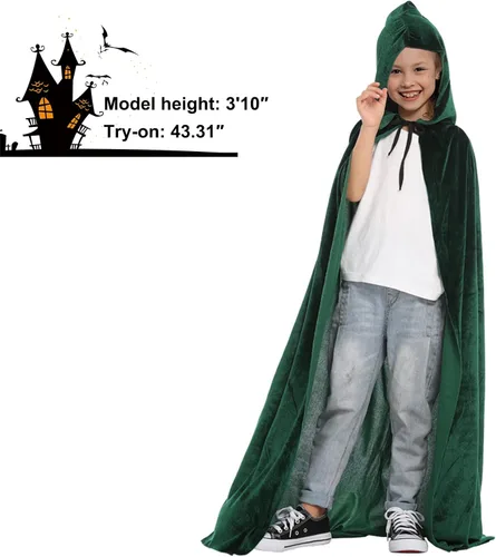 Vista 3 de Uttpll Capas de terciopelo para niños, capa con capucha para Navidad, Halloween, fiesta de cosplay