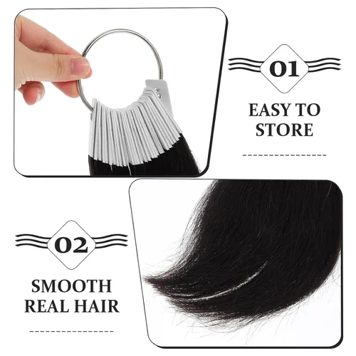 Vista 3 de 30 unids cabello humano color anillo extensiones de color de cabello prueba de tabla de cabello muestras de color prueba de color de cabello