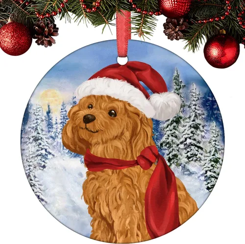 Vista 2 de Adornos de Navidad para perros, adorno de Navidad de caniche de 2021, adorno de caniche, adorno de Papá Noel, perro, árbol de Navidad, adornos