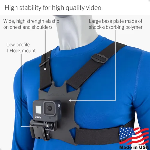 Vista 2 de Montaje en el pecho con gancho en J para GoPro y otras cámaras de acción Fits GoPro, DJI Osmo (Action 6, Action 5 Pro, 4, 3), Insta360