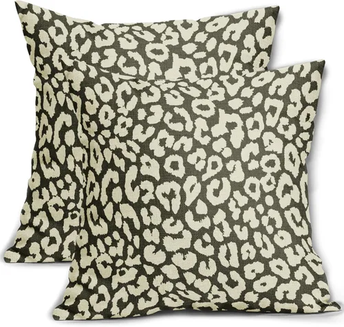 Vista 17 de Juego de 2 fundas de almohada con estampado de leopardo negro de 16 x 16 pulgadas, diseño de animal de guepardo, chinoiserie, fundas de almohada
