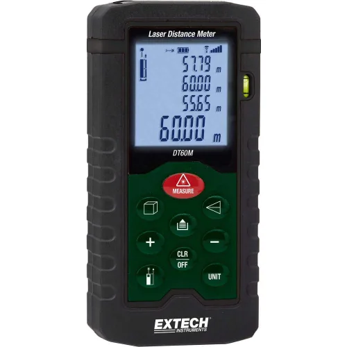 Vista 5 de Extech Medidor de distancia láser DT60M – Medidor láser digital de 196 pies con funciones de área/volumen/altura indirecta, pantalla retroiluminada