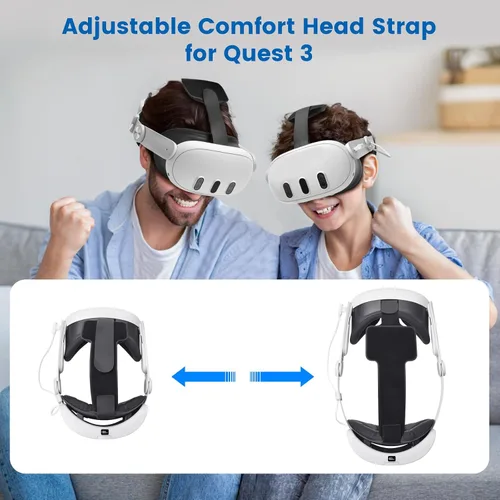 Vista 6 de Lampelc Head Strap Accessories for OculusMeta Quest 3, 6000mah Battery Pack Elite Strap with LED Display, RGB Lights, Headset Strap Replacement for