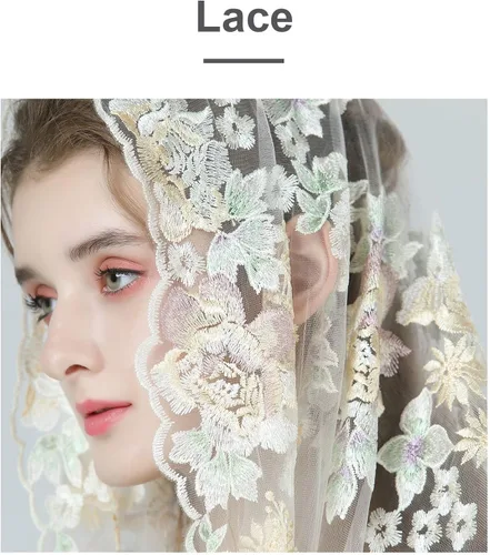 Vista 4 de BEAUTELICATE 1st Communion Veil Catholic Mantilla Veil Chapel Church Veil Easter Latin Mass Head Covering