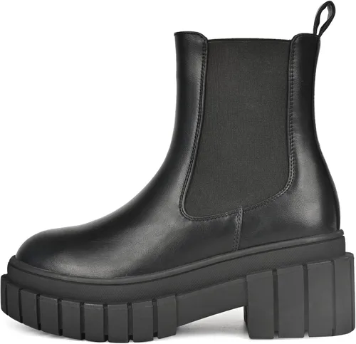 Vista 2 de READYSALTED Botas Chelsea de tacón bajo con plataforma y suela gruesa para mujer (HONGO1 & HUNCH1)