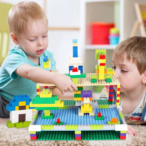 Vista 2 de Placas base clásicas compatibles con ladrillos y placas base, juego combinado de base de construcción de 10 x 10 pulgadas y 10 x 5 pulgadas, placas