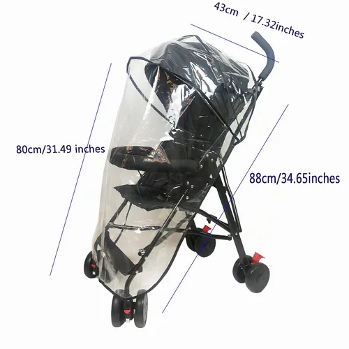Vista 2 de Funda de lluvia para cochecito de bebé, para cochecito de bebé, cochecito de viaje ligero, resistente al viento, impermeable, accesorios compactos
