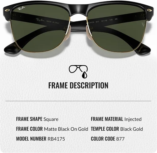 Vista 3 de Ray-Ban RB4175 CLUBMASTER OVERSIZED Square Shaped Sunglasses for Men & Women with Official RAYBAN Eyewear Kit