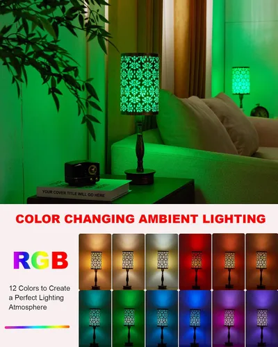 Vista 4 de UMEXUS - Lámpara de mesa inalámbrica pequeña con bombilla recargable Remote Control Timer & Dimmer & RGB Color Changing, Antique Ambient lighting