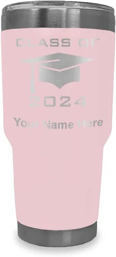 Vista 17 de LaserGram Vaso aislado al vacío de 20 onzas, grado de tapa clase de 2024, 2025, 2026, 2027, 2028, grabado personalizado incluido (negro)