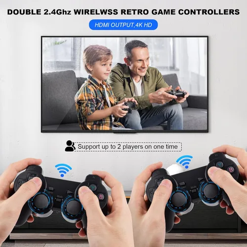 Vista 2 de Palo de juego retro integrado con más de 10000 juegos clásicos, 9 emuladores, consola de juegos de TV con salida HDMI, consola HD con controladores