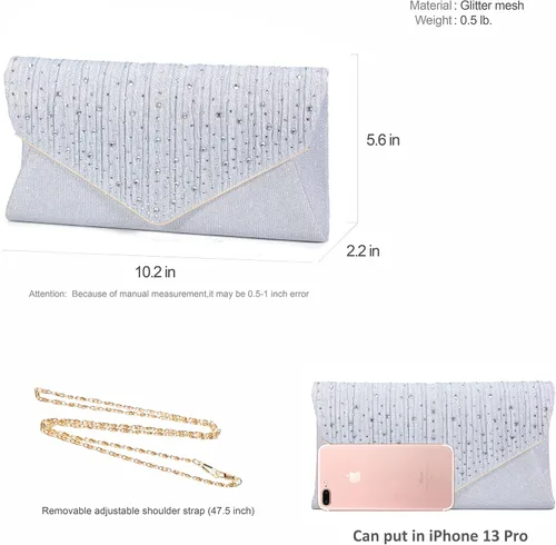 Vista 6 de LXYGD Glitter Clutch Purses for Women Evening Bags and Cluthes Flap Envelope Handbags Formal Wedding Party Prom Purse