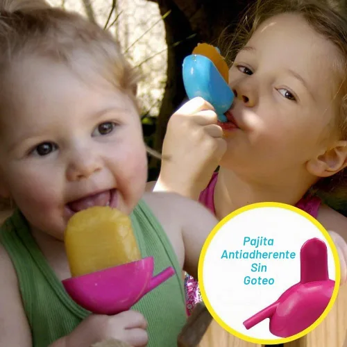 Vista 5 de Juego de 8 moldes para paletas heladas congeladas con protector de goteo de paja para sorber – para golosinas caseras congeladas – yogur congelado
