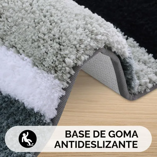 Vista 4 de Buganda - Alfombras de baño de microfibra con rayas, extra gruesas, suaves y peludas, absorbentes, lavables a máquina, para baño, bañera y ducha