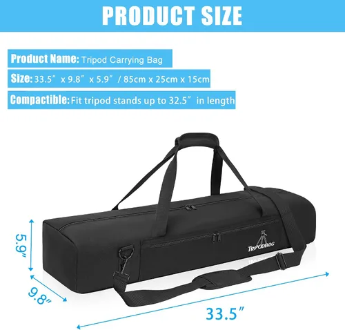 Vista 2 de TORIBIO Bolsa de trípode multifuncional de 33.5 pulgadas, funda de transporte de trípode resistente, funda para soporte de música, micrófono